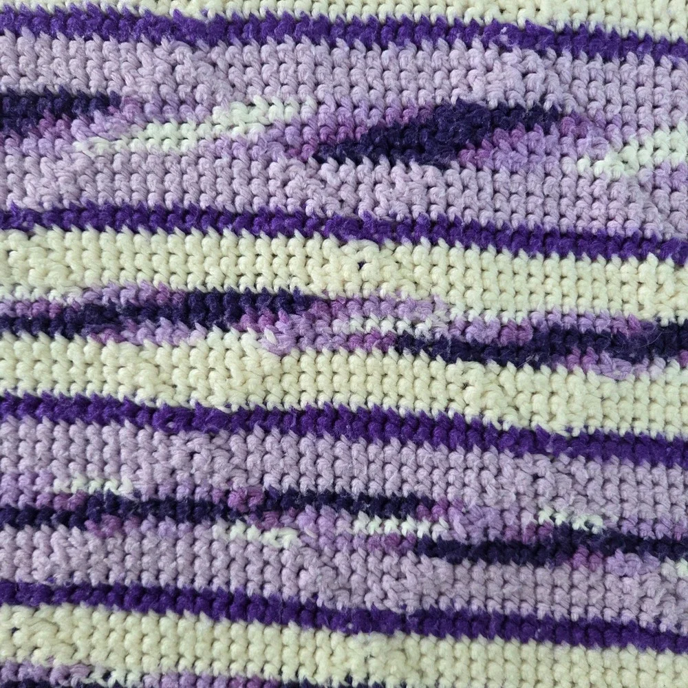 Handmade Crochet Purple Mosaic Afghan Throw Blanket Geometric 55x67 Cottagecore